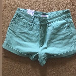 Adam Levine cuffed denim stretch shorts